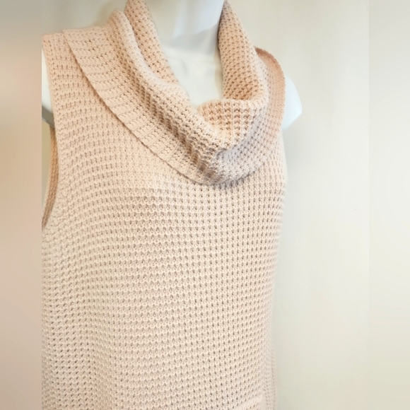 Two by Vince Camuto Sleeveless Cowl neck Chunky Knit Sweater Size M Pale Pink - Picture 4 of 8